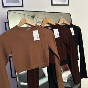 Poleras rib manga larga